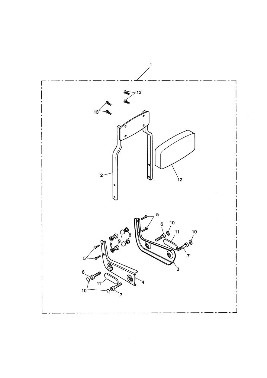 Passenger Backrest Tall Kit exploded diagram