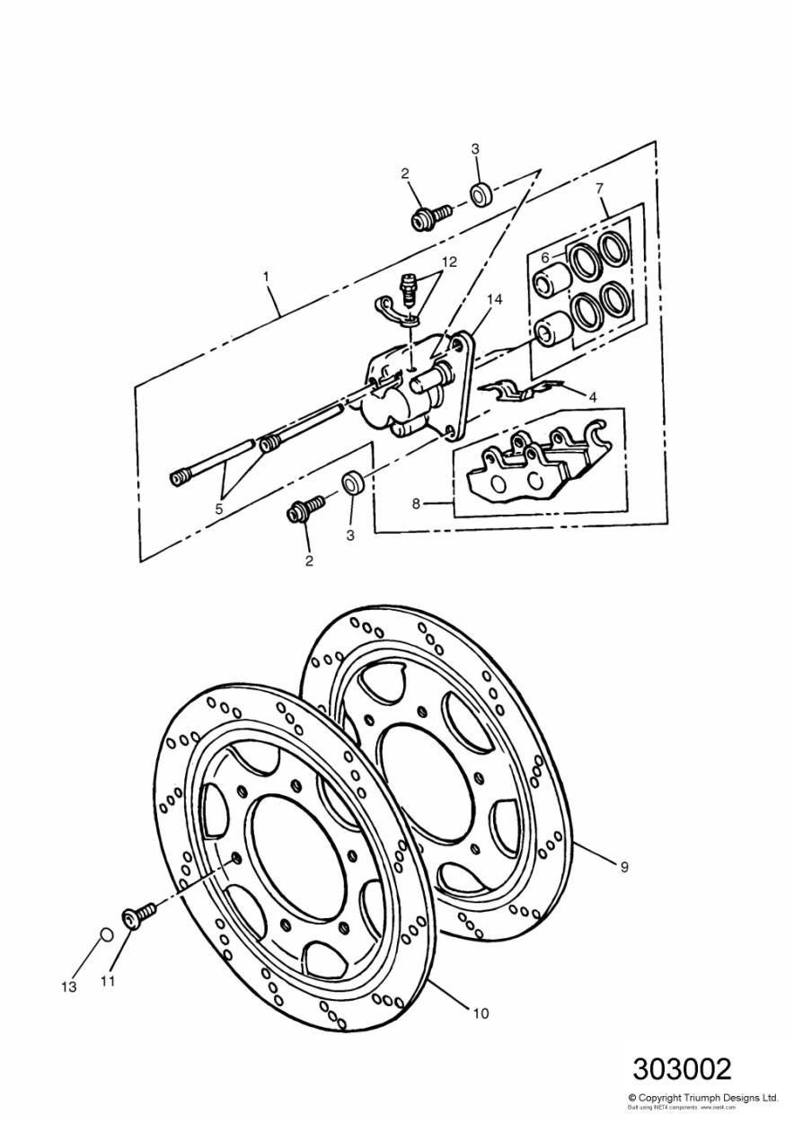 Front Brake Caliper & Disc Sprint exploded diagram