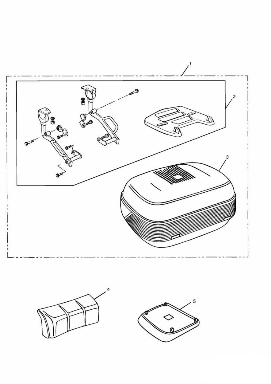 50 Litre Top Box & Monorack + Back Rest-Back Rack exploded diagram