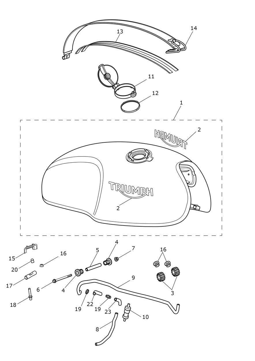 Fuel Tank - Chrome/Jet Black Tanks exploded diagram