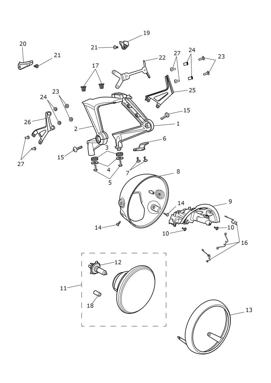 Headlights exploded diagram