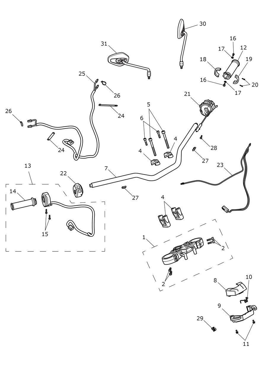 Handlebars & Switches exploded diagram