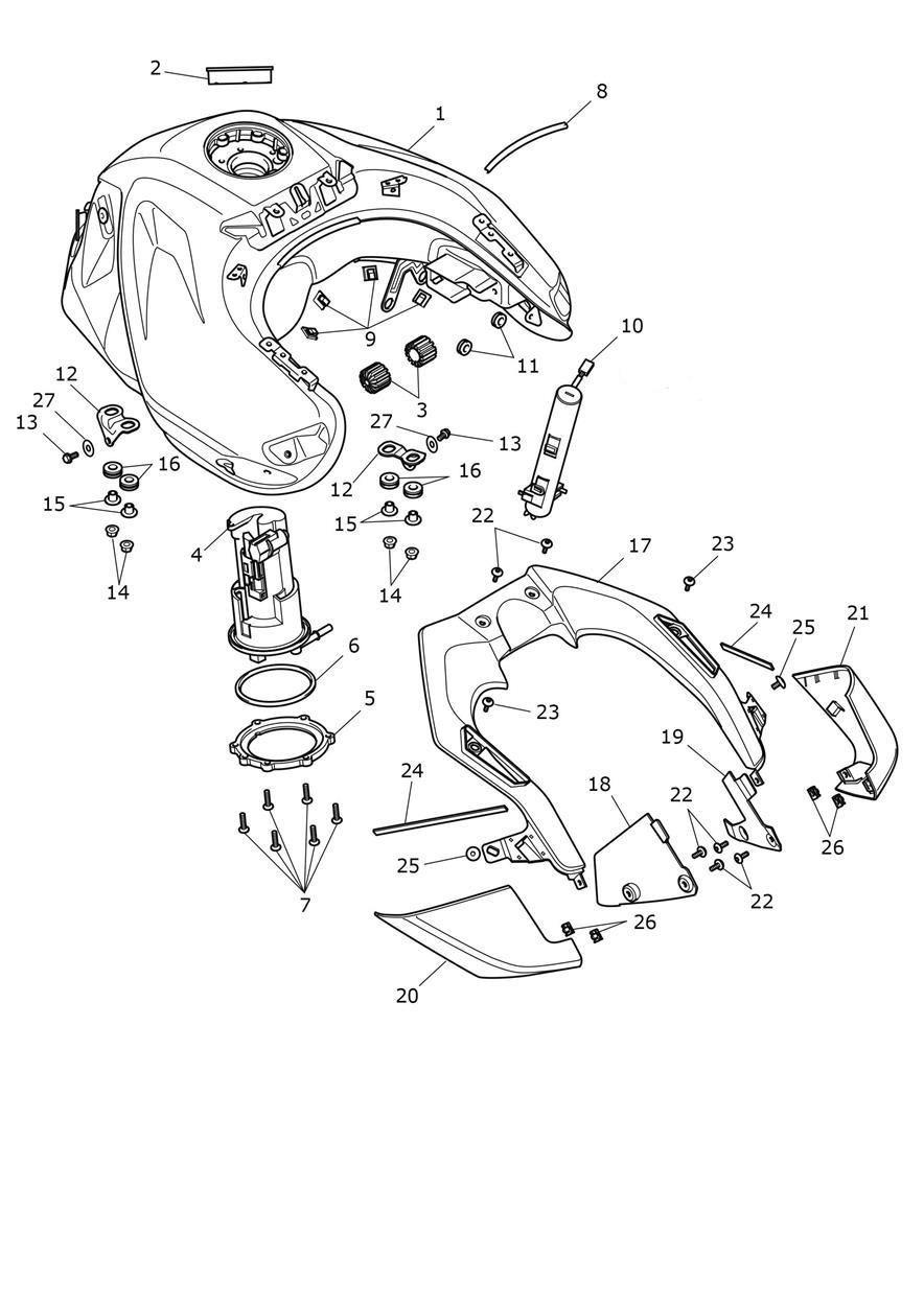 Fuel Tank, Fuel Pump & Fittings - Aragon Edition exploded diagram