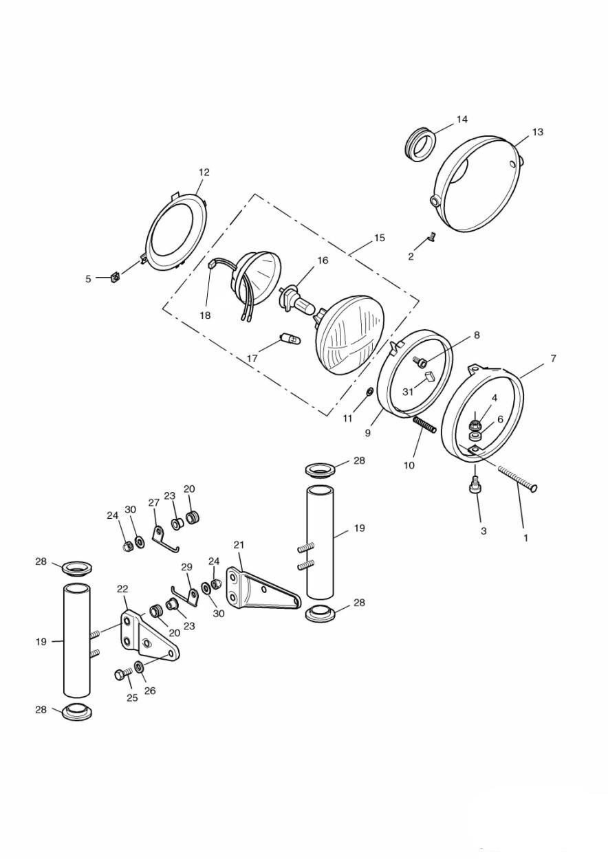 Headlight/Mountings exploded diagram