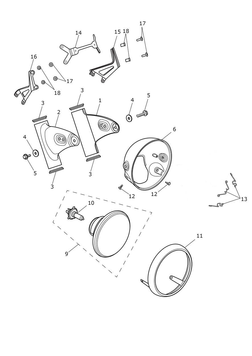 Headlights exploded diagram