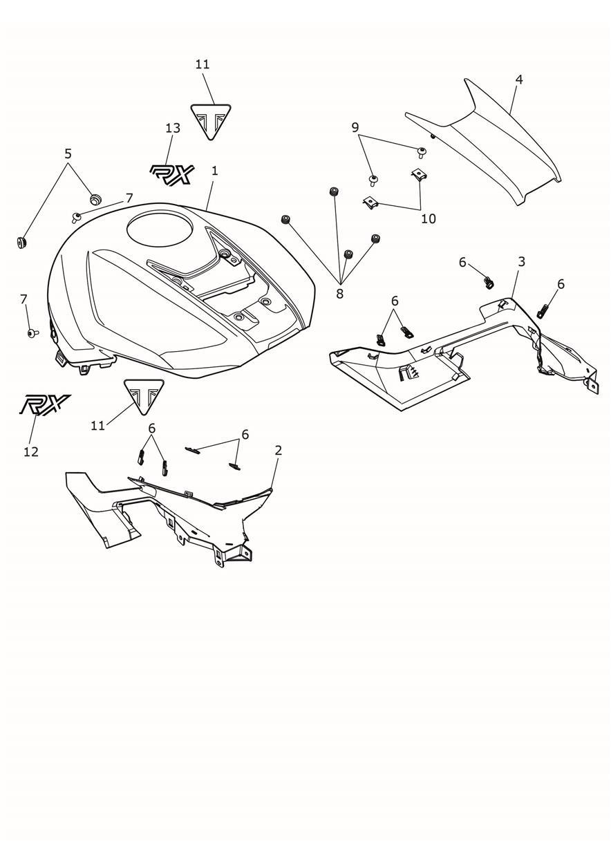 Fuel Tank Bodywork exploded diagram