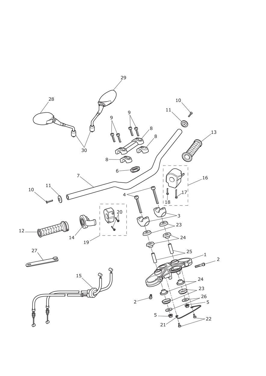 High Handlebars & Switches exploded diagram