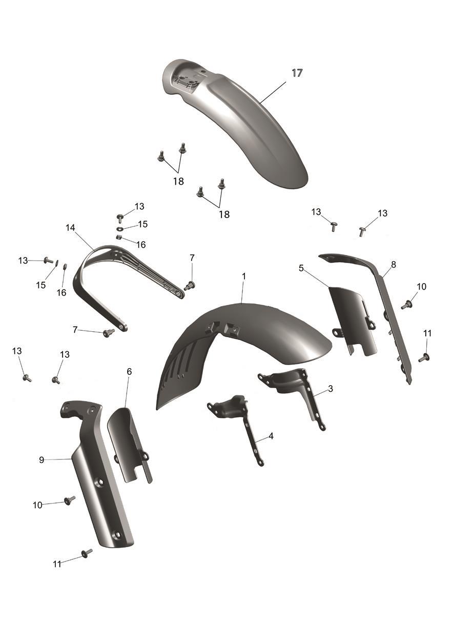 Front Mudguard exploded diagram