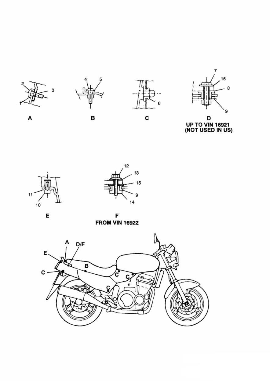 Bodywork Fixings exploded diagram
