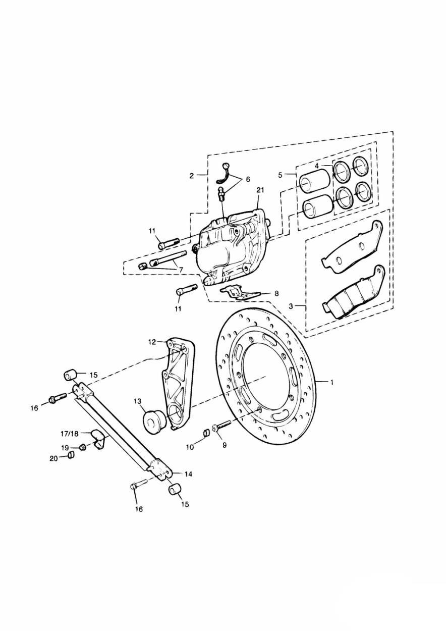 Rear Brake Disc and Caliper exploded diagram