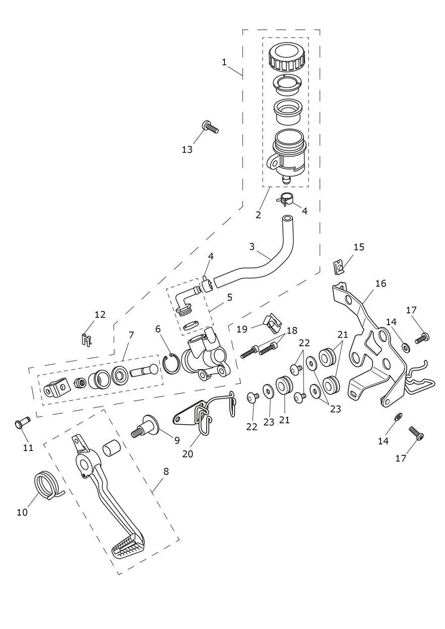 Rear Brake Master Cylinder exploded diagram