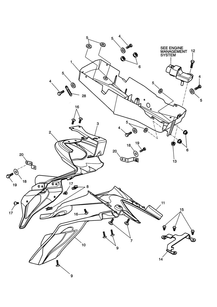 Rear Mudguard & Battery Box exploded diagram