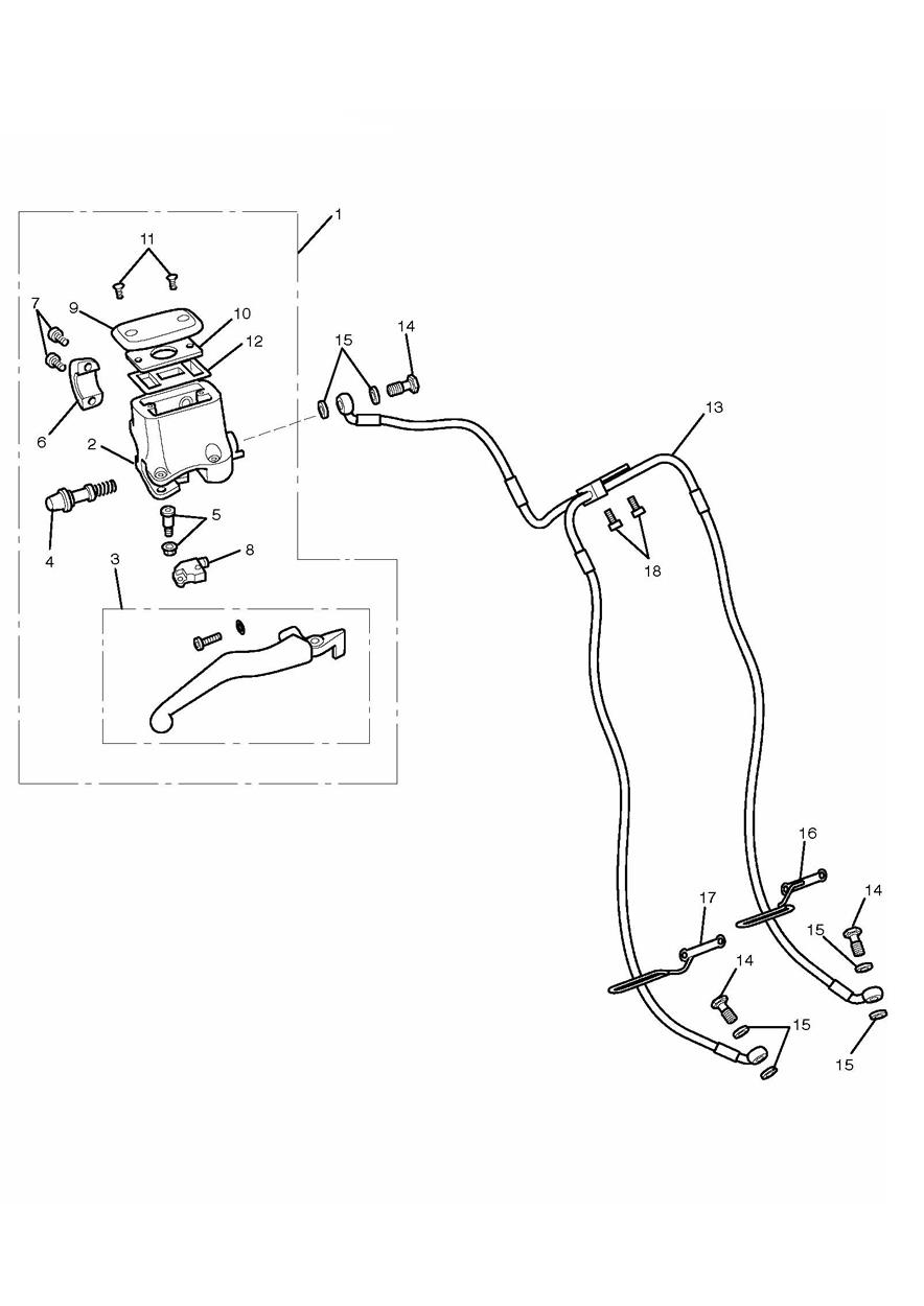 Front Brake Master Cylinder & Hoses exploded diagram