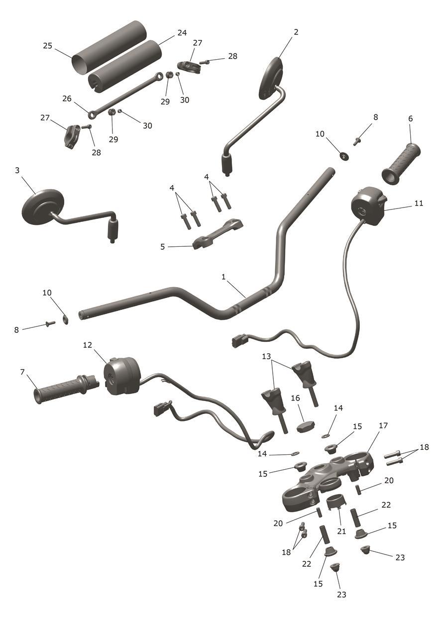 Handlebars & Mirrors exploded diagram