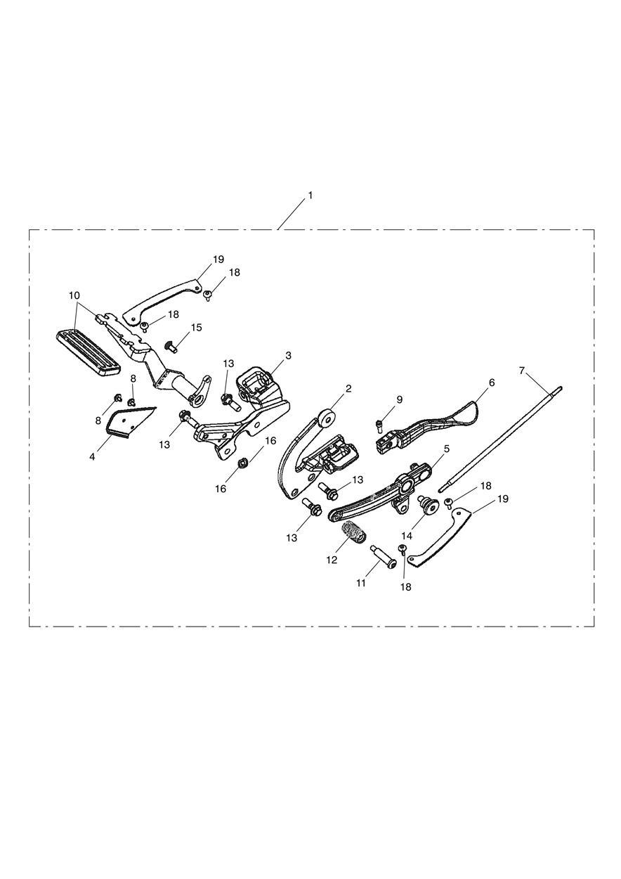 Footboard Control & Mtg Kit, Rider exploded diagram
