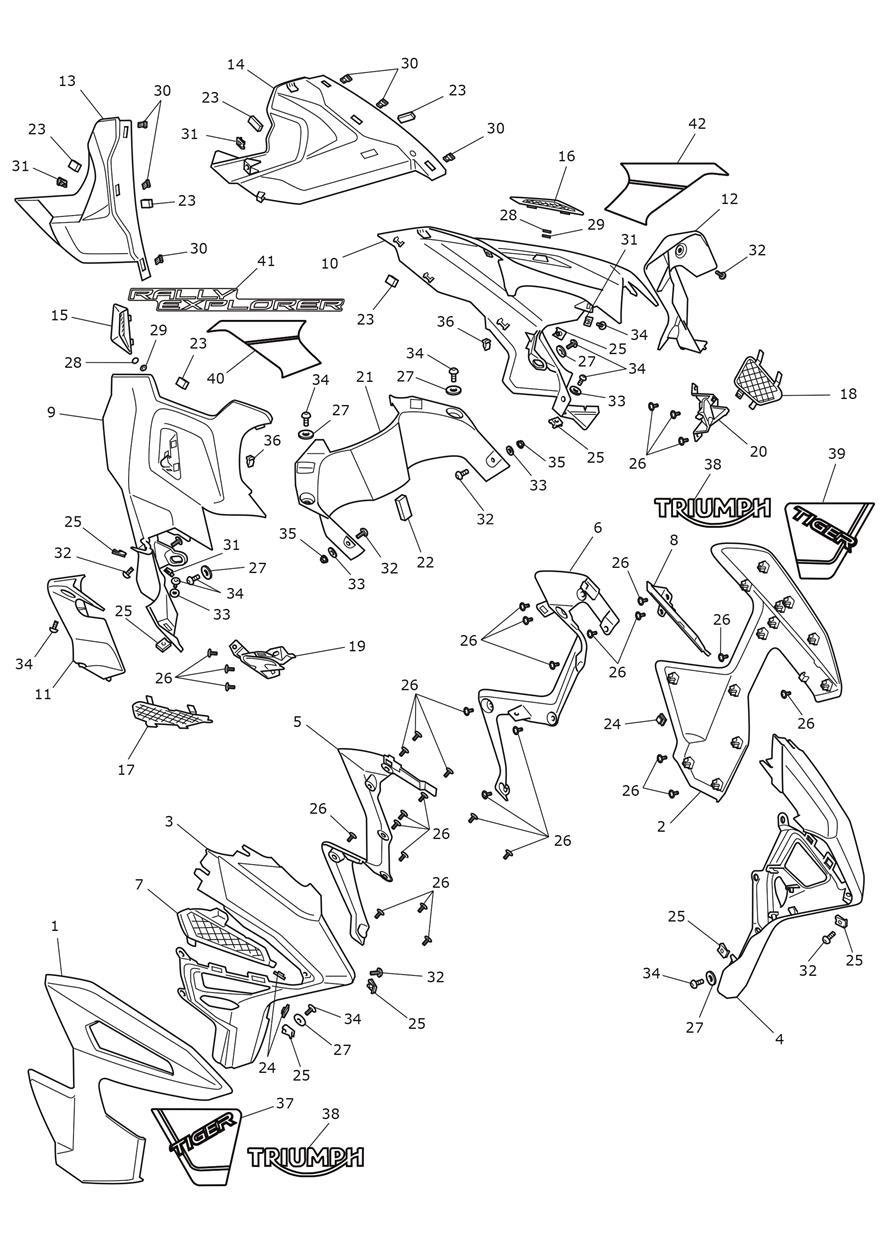 Side Fairings exploded diagram