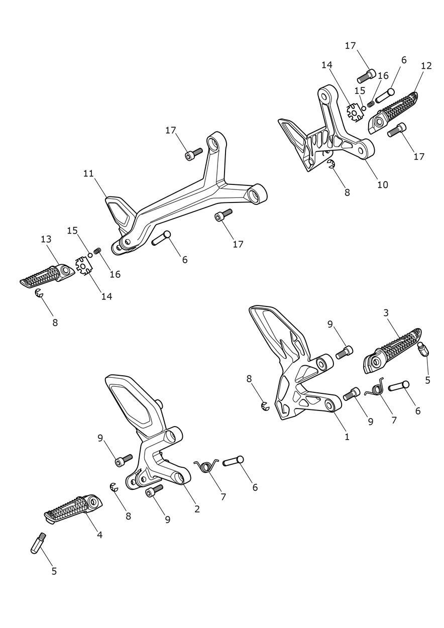 Foot Controls exploded diagram