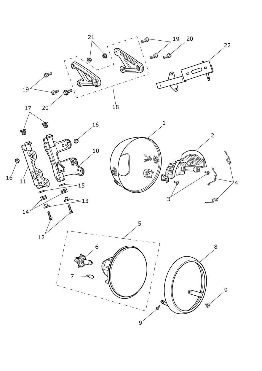 Headlights exploded diagram