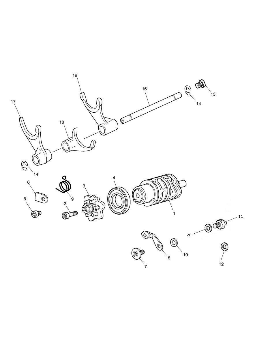 Gear Selector Drum exploded diagram