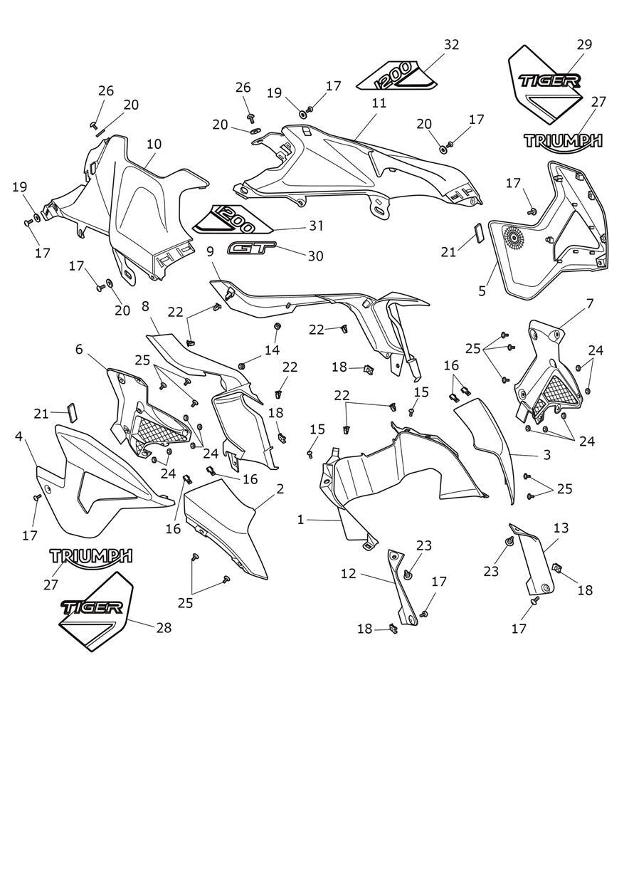 Side Fairings exploded diagram