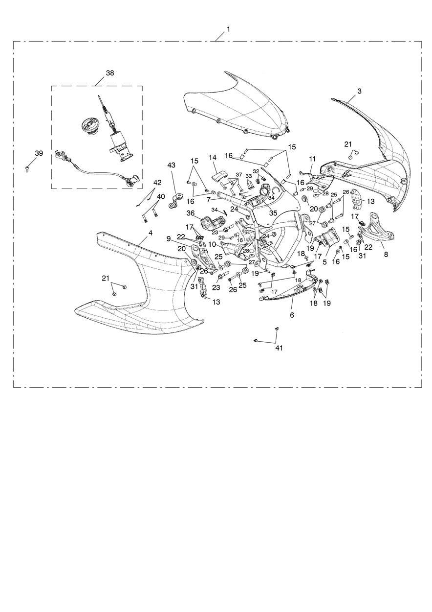Front Fairing Kit, Painted exploded diagram