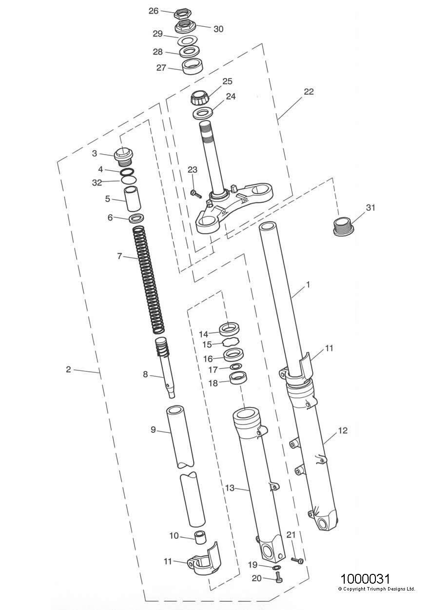 Front Forks & Lower Yoke exploded diagram