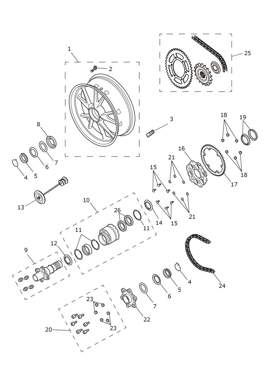 Rear Wheel & Final Drive exploded diagram