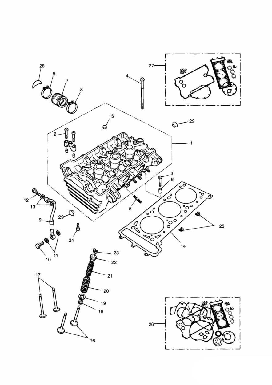Cylinder Head and Valves exploded diagram