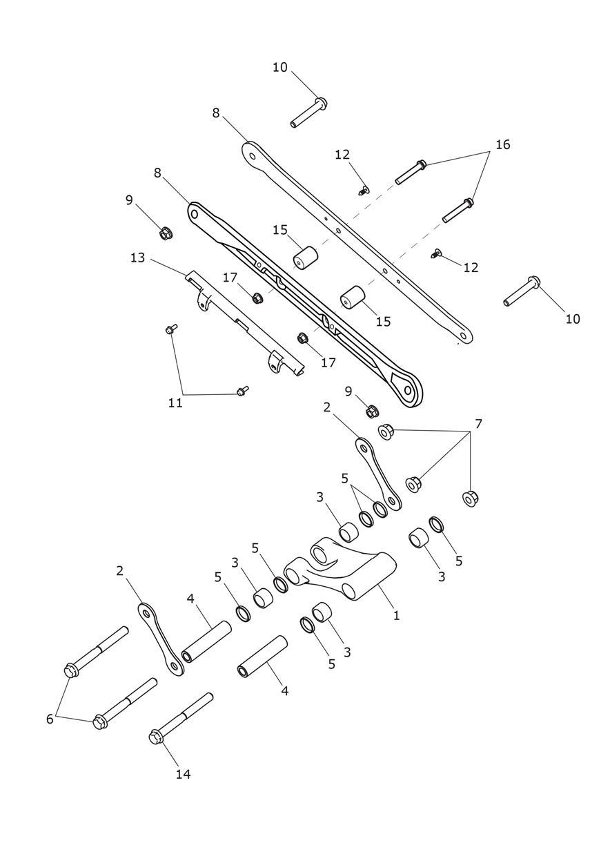 Rear Suspension Linkage exploded diagram