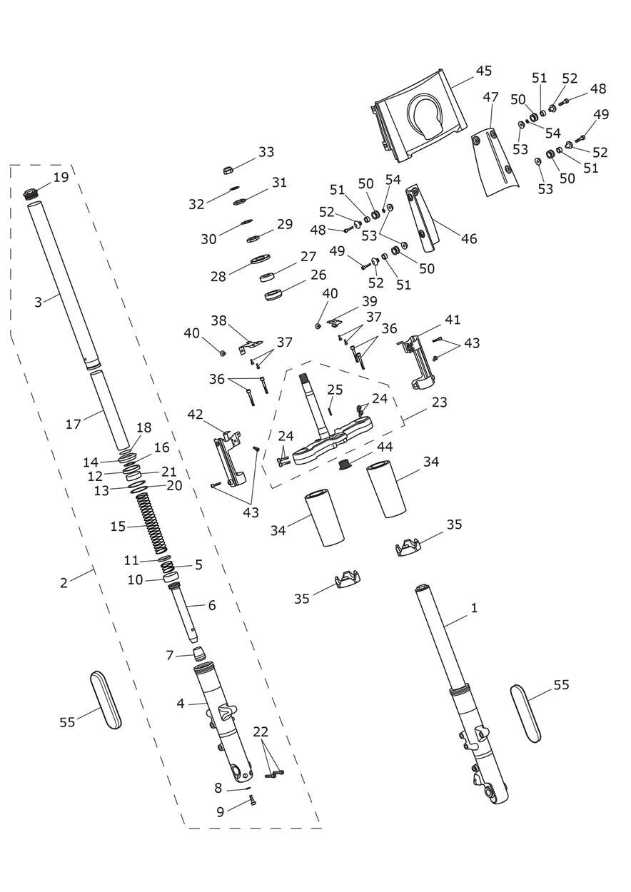 Front Forks & Lower Yoke exploded diagram