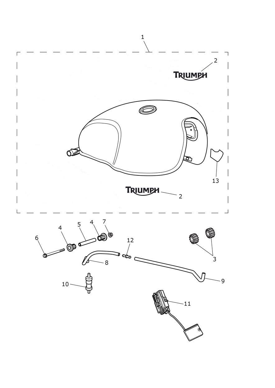 Fuel Tank - Matt Khaki exploded diagram