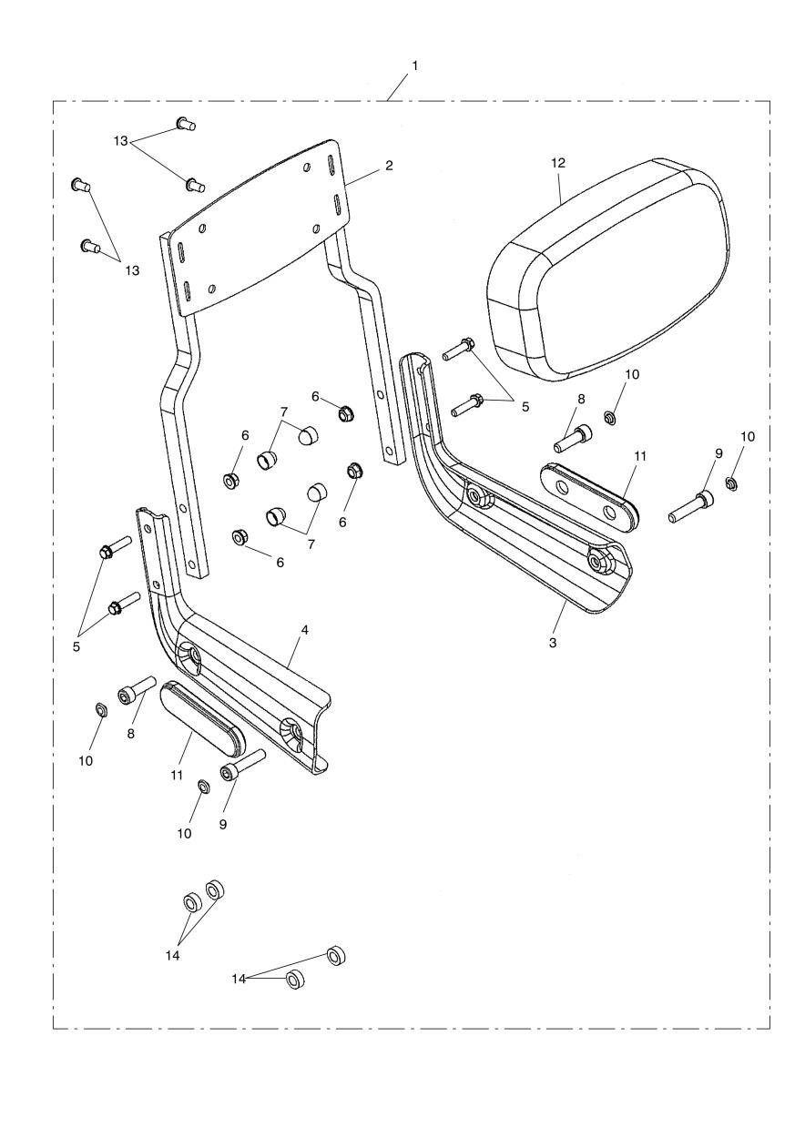 Traditional Passenger Backrest, Short exploded diagram