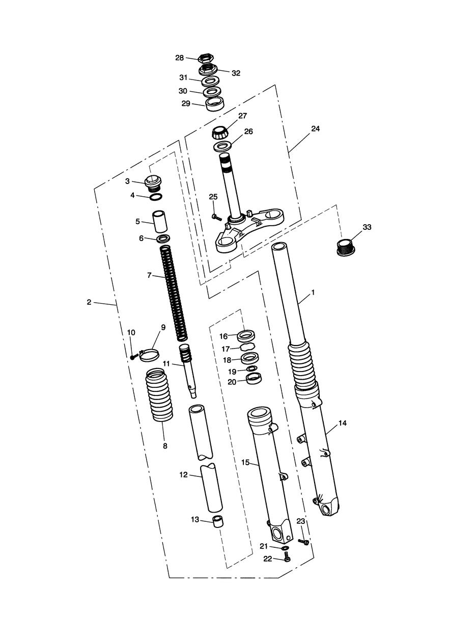 Front Forks & Lower Yoke exploded diagram