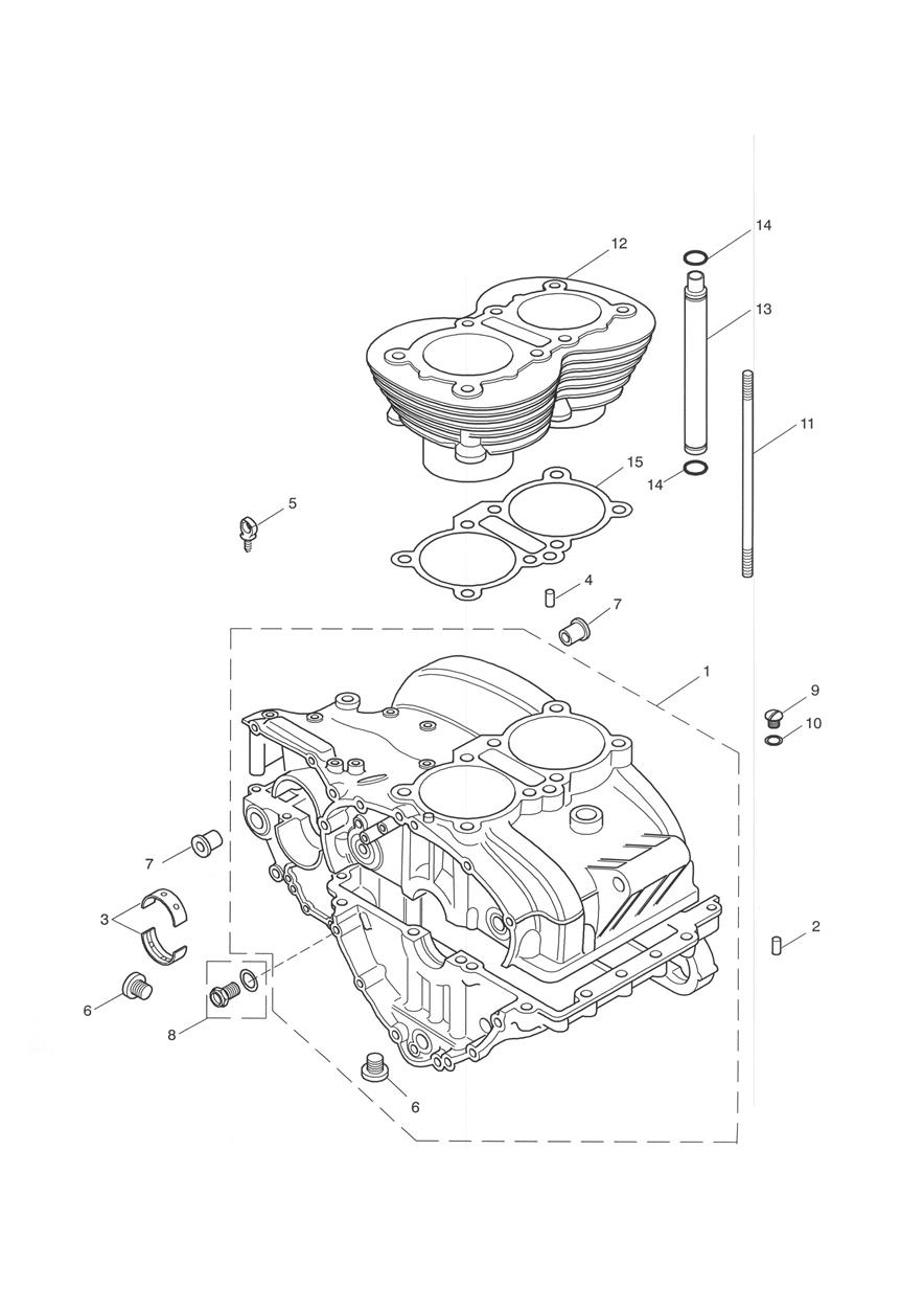 C/case & Fittings Bonny T100 (+ Eng No's ) exploded diagram