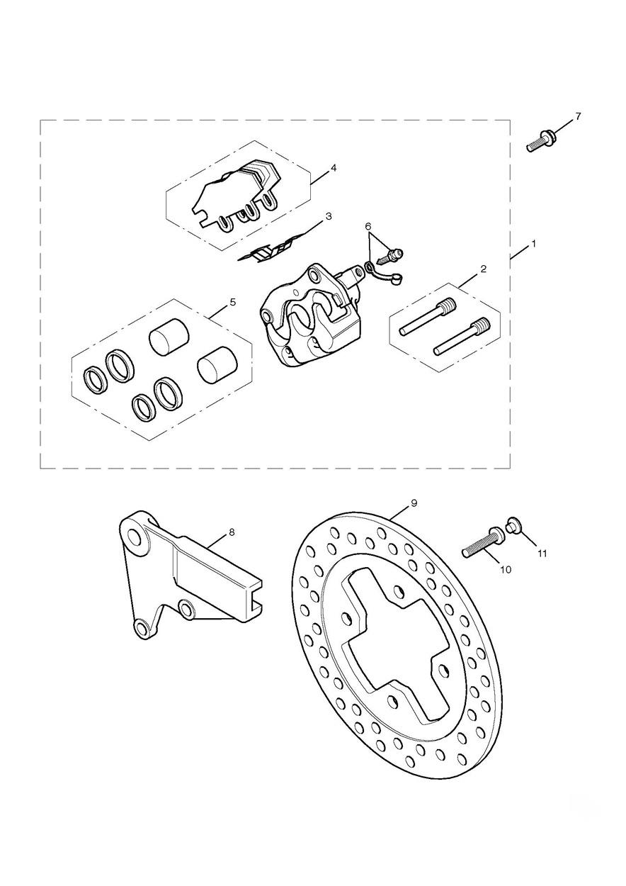 Rear Brake Caliper & Disc exploded diagram