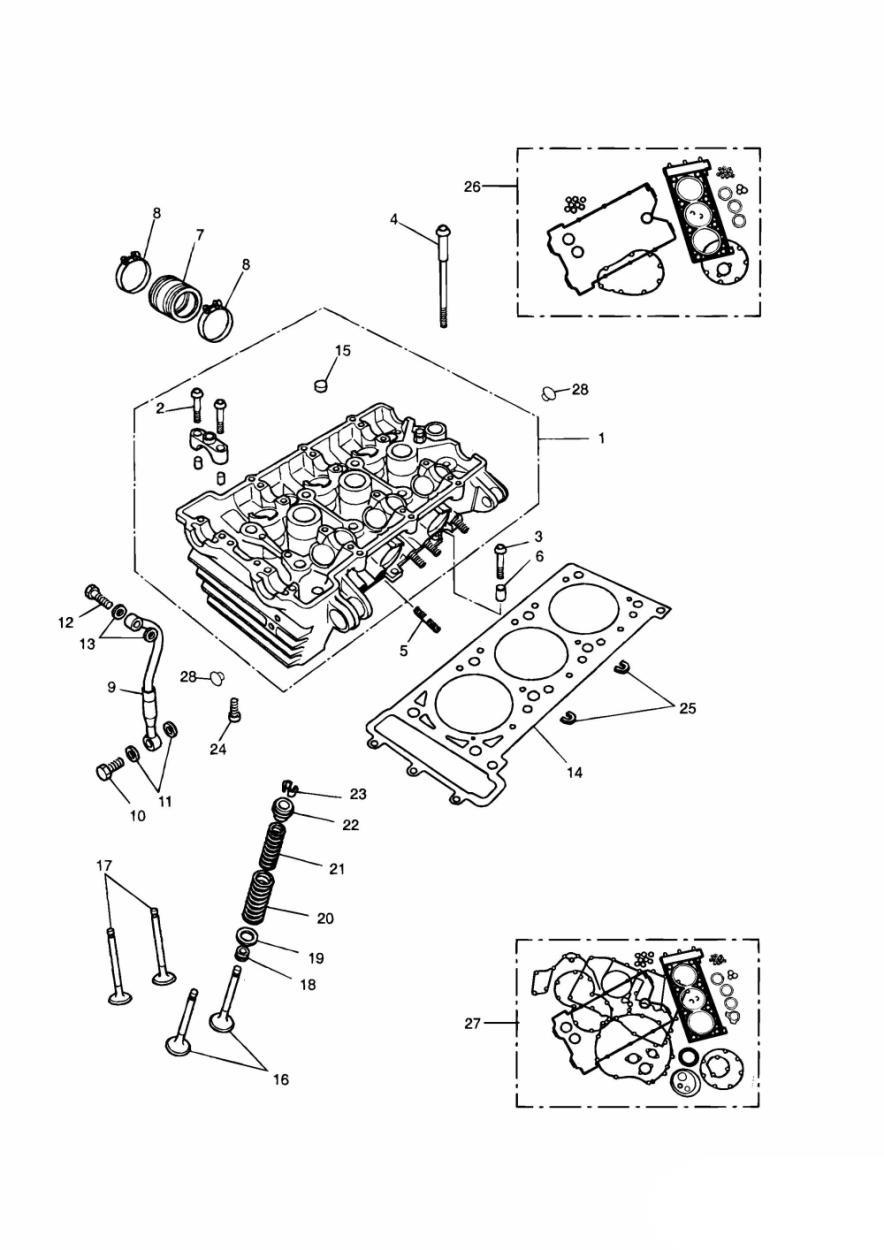 Cylinder Head and Valves exploded diagram