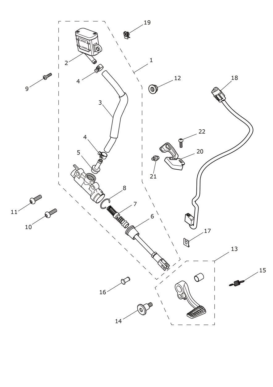 Rear Brake Master Cylinder exploded diagram