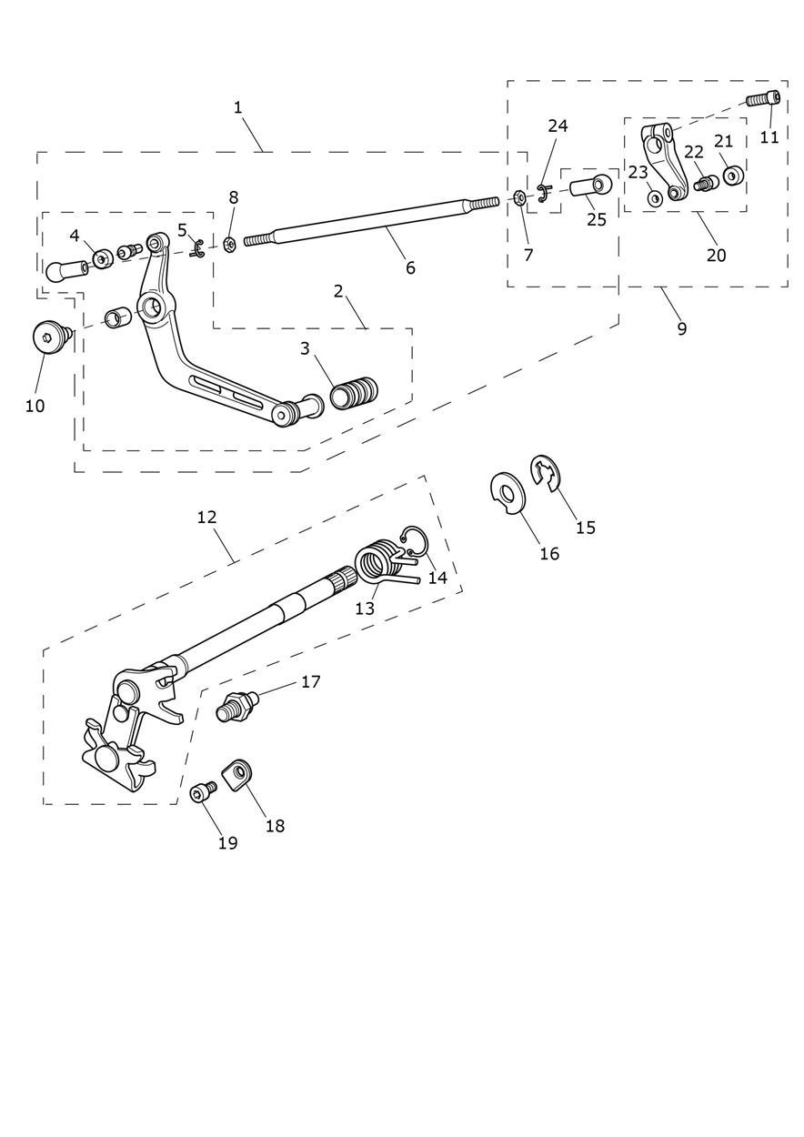 Gear Change Mechanism Excluding 675R (Including 540615 & 540625) exploded diagram
