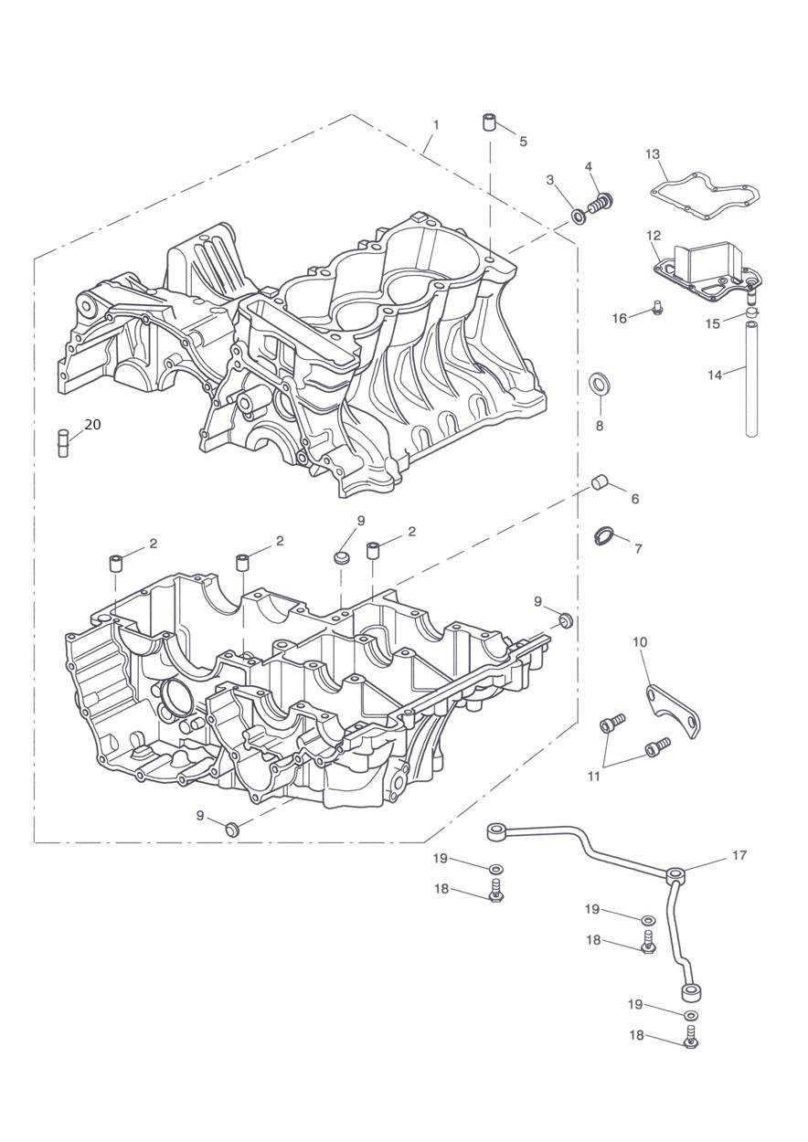 Crankcase & Fittings exploded diagram