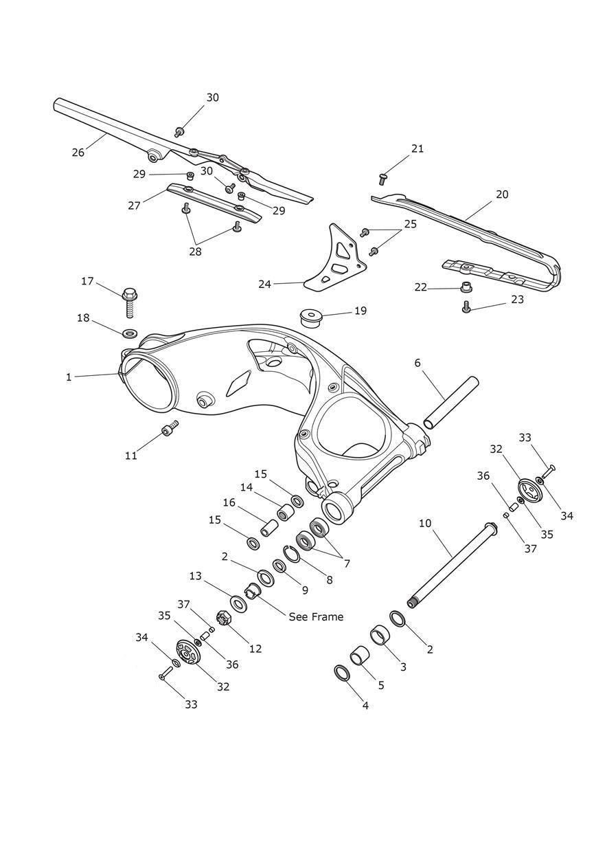 Rear Swingarm exploded diagram
