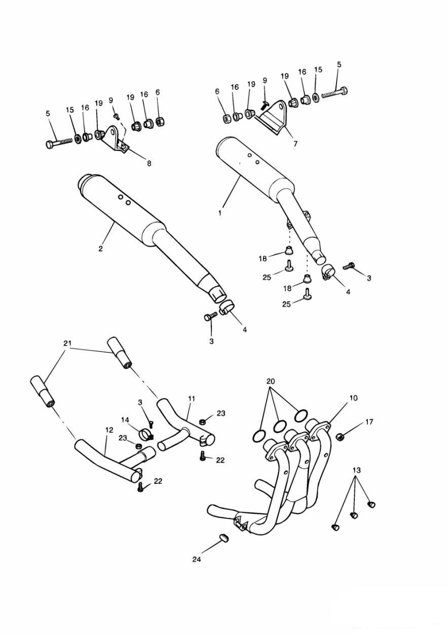  3 Cylinder Exhaust System exploded diagram