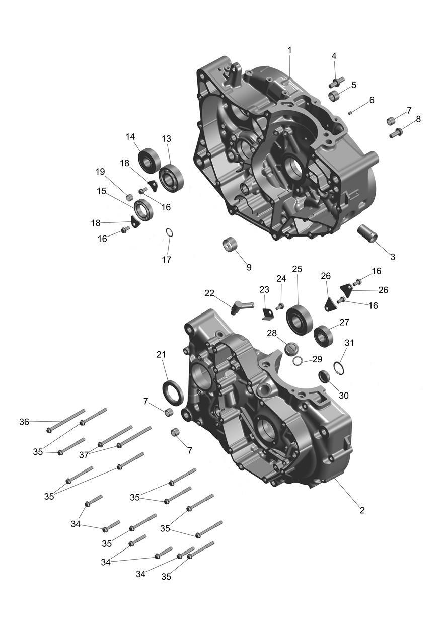 Crankcases exploded diagram