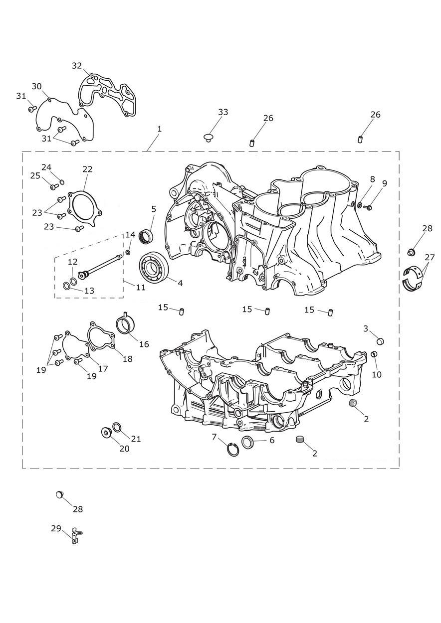 Crankcase & Fittings exploded diagram