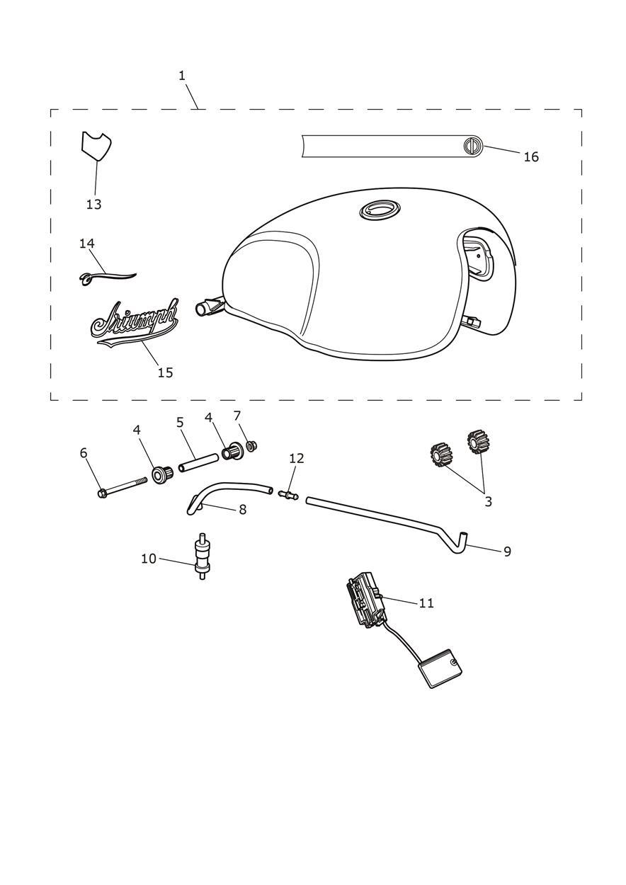 Fuel Tank - Sapphire Black/Aluminium Silver - Icon Edition exploded diagram