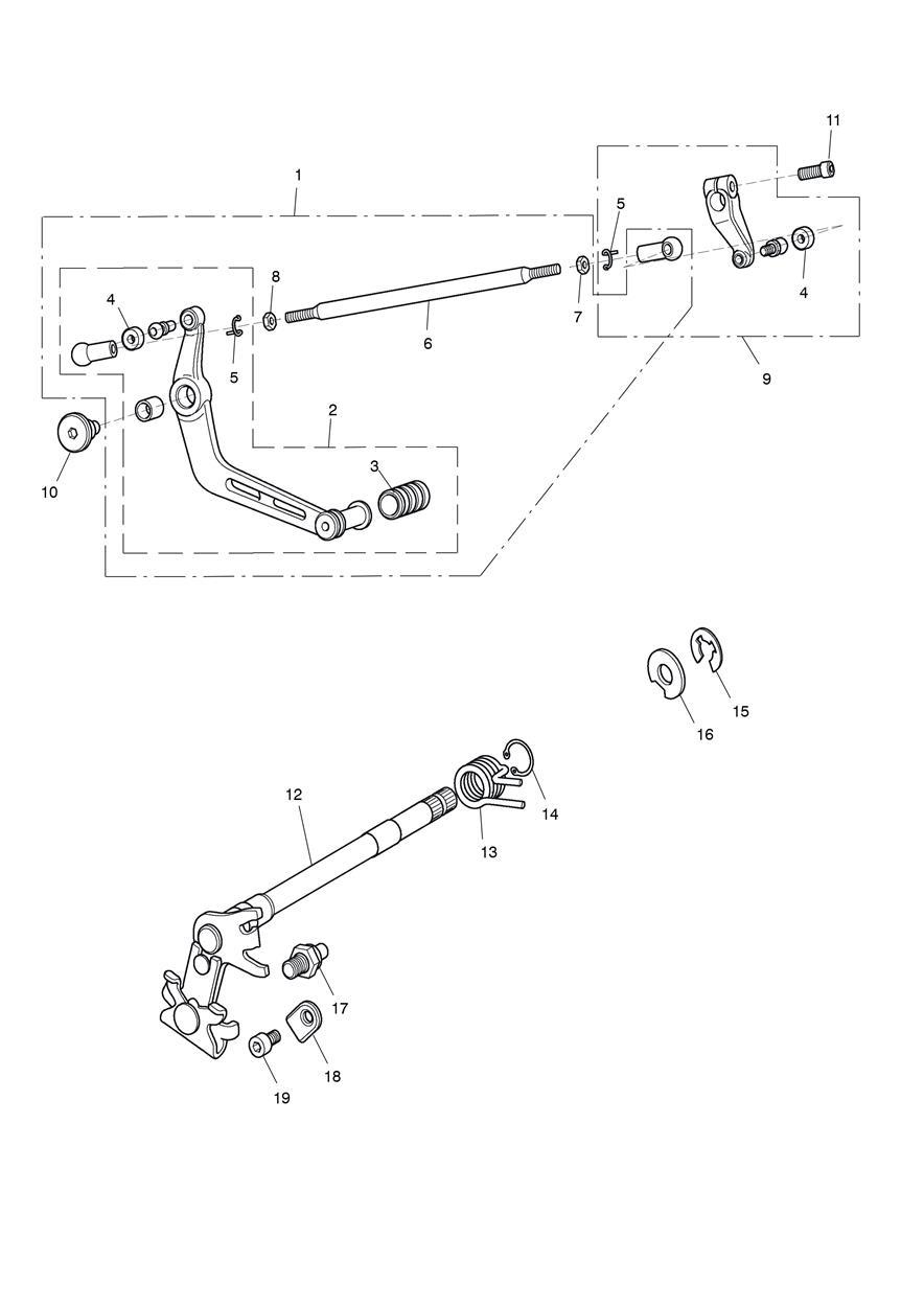 Gear Change Mechanism exploded diagram