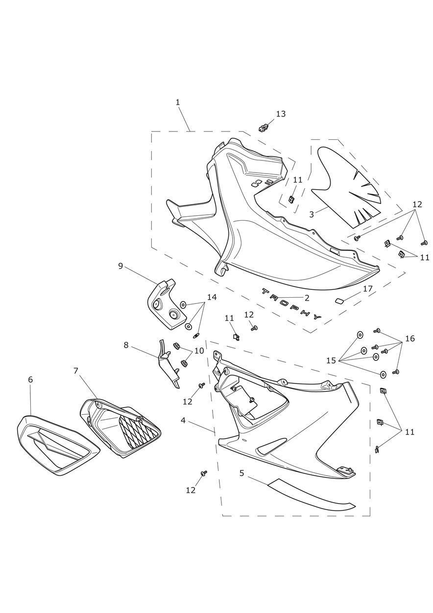 RH Side Fairings exploded diagram