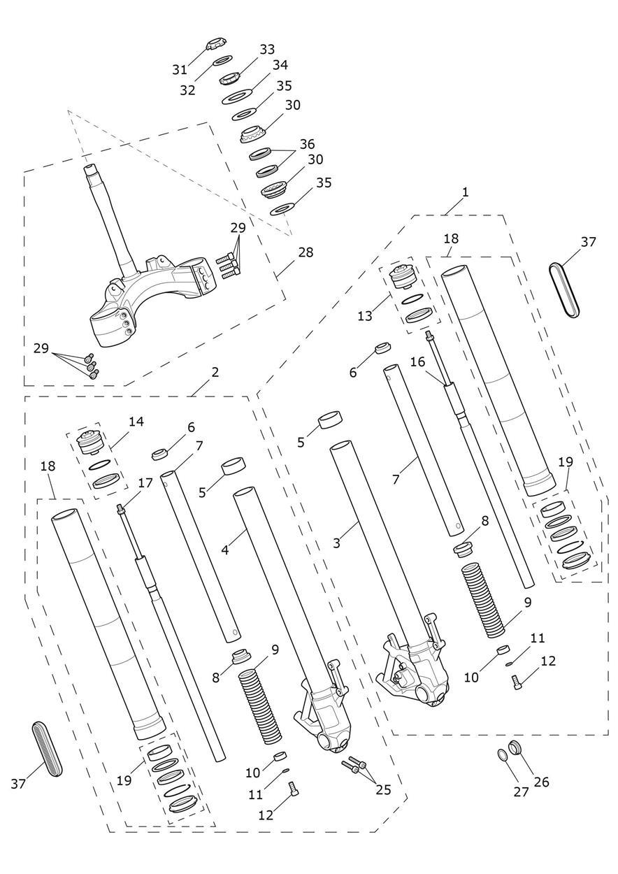 Front Forks & Lower Yoke exploded diagram