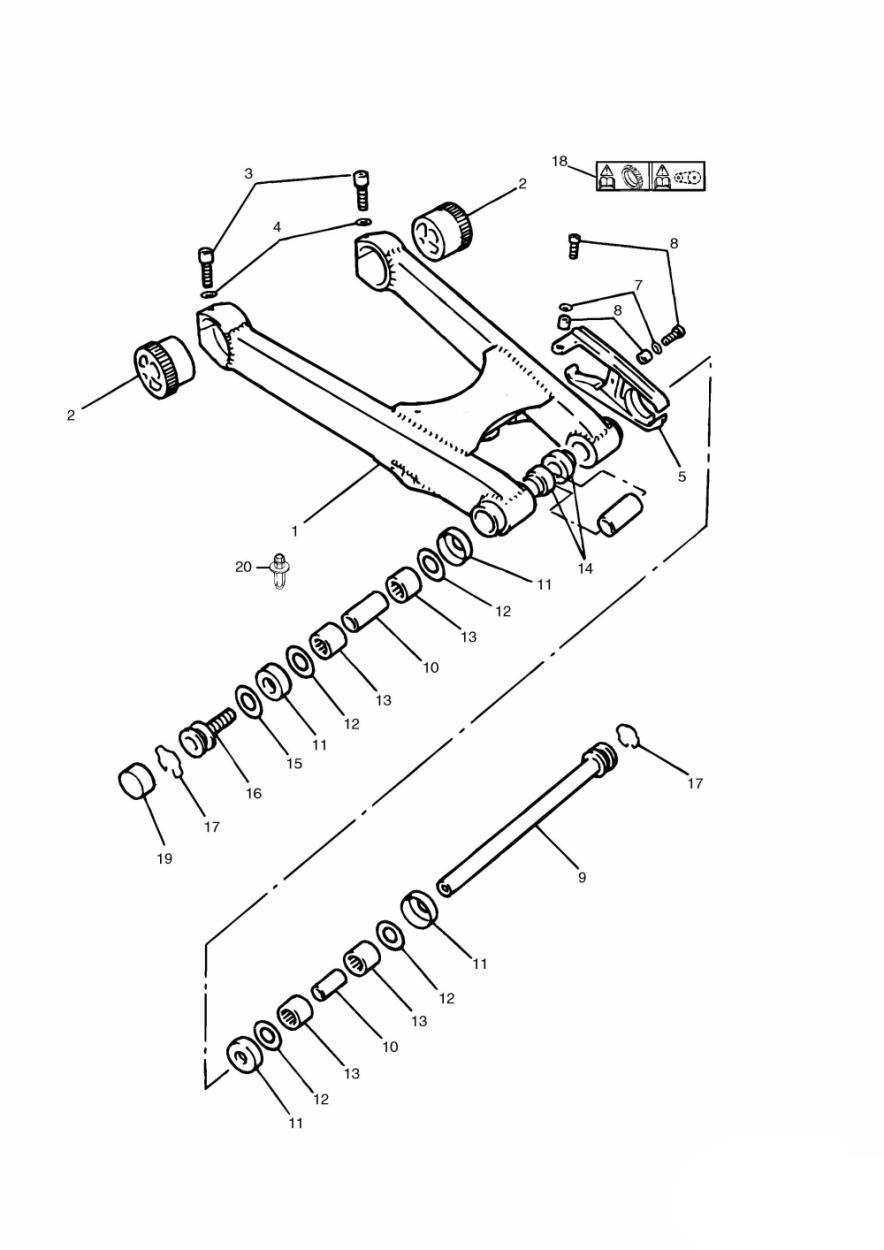 Swinging Arm 900cc Model exploded diagram