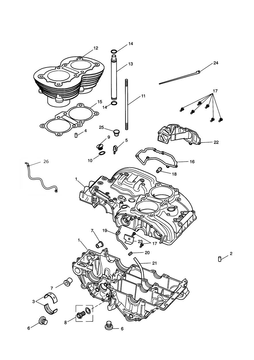 C/Case & Ftgs Bonny T100 (Expt Eng No's ) exploded diagram