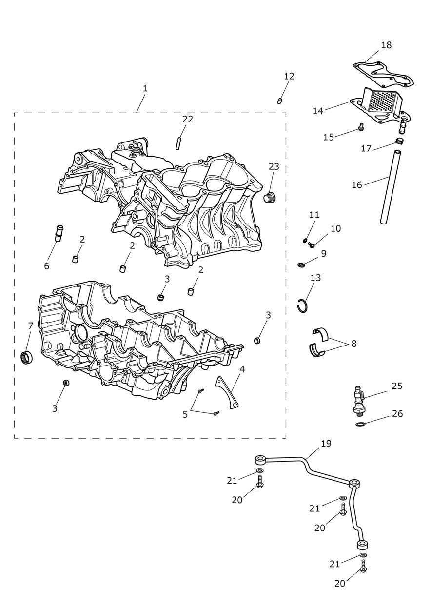Crankcase & Fittings exploded diagram